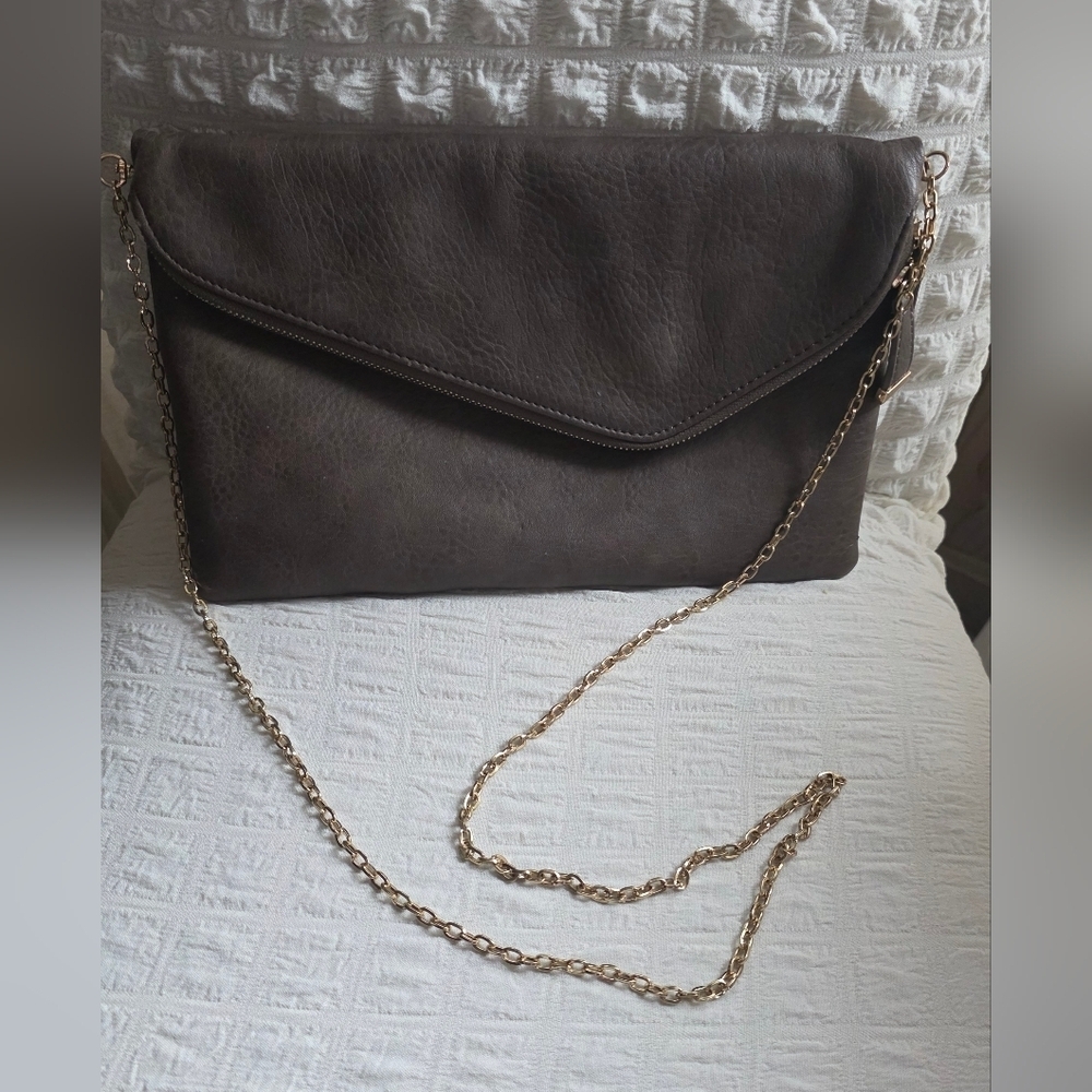 Urban Expressions Dark Brown Crossbody Bag with Gold Chain
